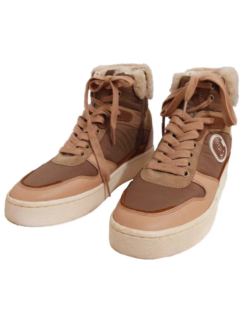 Coach C220 High Top Sneakers in Mushroom/Oat